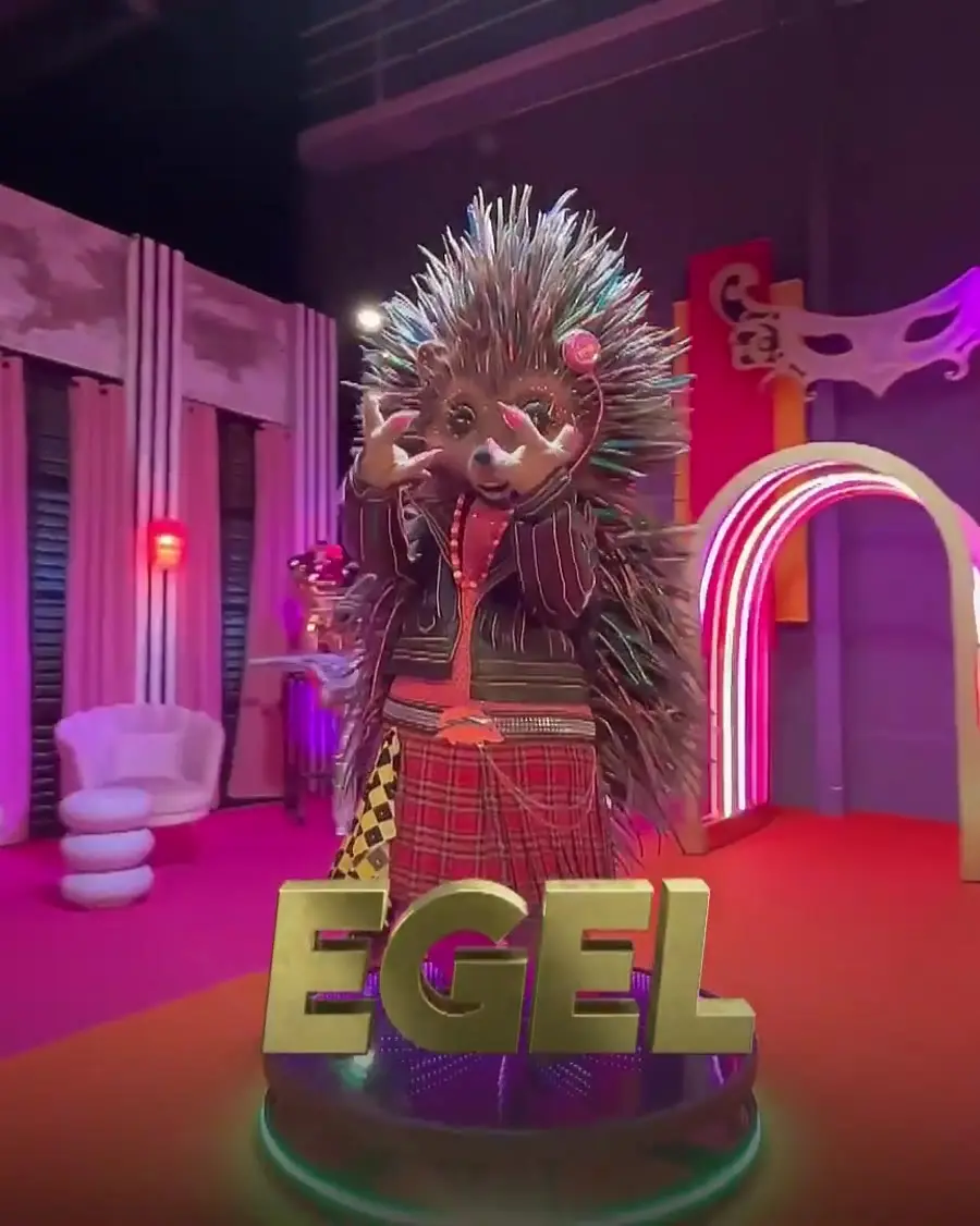 De Egel op de set van The Masked Singer, opgenomen met de videobooth